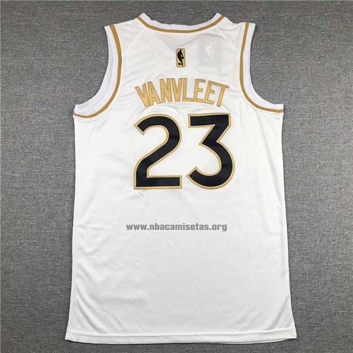 Camiseta Golden Edition Toronto Raptors Fred Vanvleet NO 23 Blanco